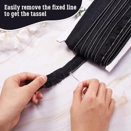25m franje trimmen 25mm - Polyester kwastje lint zwart voor DIY latin jurk - Naaien accessoires — thumbnail 2