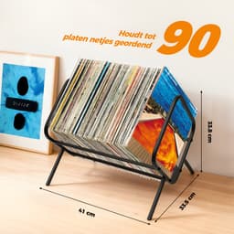 Pinguïn Records LP opbergsysteem – Vinyl Nest XL – LP platenrek geschikt voor circa 90 LP’s – LP houder – Vinyl houder – Gemaakt van gepoedercoat staal – Zwart — thumbnail 5