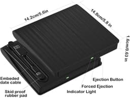 Externe CD‑DVD Drive - USB 3.0 - Draagbare CD‑DVD ±RW optische drive - CD‑brander en lezer - Geschikt voor laptop‑desktop‑Mac OS‑Linux‑Windows 11‑10‑8‑7 — thumbnail 2