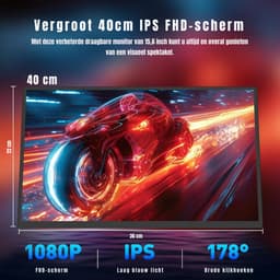 Ploutos® Portable Monitor - Ultra-Slank Tweede Scherm - Draagbare Monitor voor Laptop - Zwart - 36cm x 21cm x 1cm — thumbnail 4
