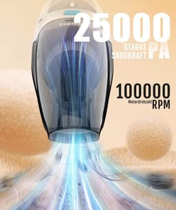 Draadloze Kruimeldief – 25.000 Pa – Handstofzuiger met HEPA-filter – 45 min – 600 ml – Voor Auto, Huis en Dierenharen — thumbnail 2