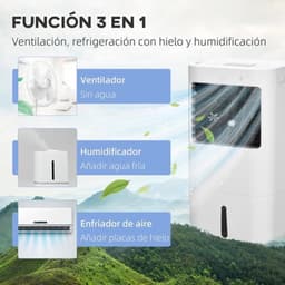 Mobiele Airco - Draagbare Airconditioning - Mini-Airconditioning - Verdampings Luchtbevochtiger - met Wielen - 15L Reservoir - voor Koeling - Ventileren - 65W - 62dB - 15-20 m² - 220-240 V/50HZ - 32 x 37 x 74 cm - Wit — thumbnail 5