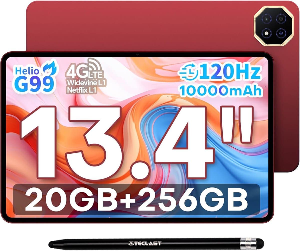 SnelShoppen - 13.4 Inch Tablet met 120Hz Scherm, 20GB RAM, 256GB Opslag, Android 15, 4G LTE, 13MP Camera, Gaming Tablet voor Werk en Entertainment — afbeelding 1