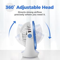 USB Tafelventilator Stil – 3 Snelheden – 360° Draaibaar – Compact en Opvouwbaar – Lichtblauw — thumbnail 5