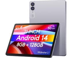 SnelShoppen - 11 Inch Android 14 Tablet met 4G LTE & 5G WIFI - K8 - 8GB RAM, 128GB ROM (uitbreidbaar tot 1TB) - Octa-Core, Widevine L1, FHD Display, 1