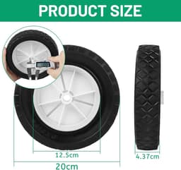 SnelShoppen - 2 Stuks Ø 200mm Rubber Wielen voor Grasmaaier, Vervangingswielen met 12.7mm Asgat, Hoge Draagcapaciteit 100kg, Ideaal voor Tuin, Grill H — thumbnail 5