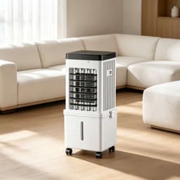 Luchtkoeler - Watergekoelde ventilator voor binnen - 4 wielen - Verstelbare luchtstroom - 65W - 10L watertank - Wit — thumbnail 2