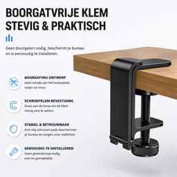 Koptelefoon Houder - Uitklapbaar - Headset Haak - Hoofdtelefoon Hanger - Headset Houder Onder Bureau - Verstelbare Headset Stand - Bureau - Metaal - Zwart — thumbnail 4