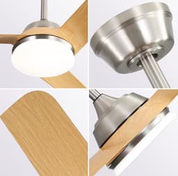 STILVORA Ventilator - 132 cm met Verlichting en Afstandsbediening - ABS - Geborsteld Nikkel - Voor Woonkamer Slaapkamer en Terras — thumbnail 4