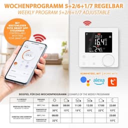 WiFi thermostaat - Slimme regelaar - Temperatuur regelen - App bediening - 86 cm - Wit — thumbnail 3