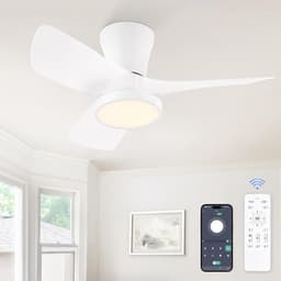 Plafondventilator met licht, Ø 76,2 cm, stille motor, 6 snelheden, timer, app bediening — thumbnail 1