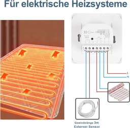 Slimme Inbouwthermostaat Wifi met Kristalglas, Digitale Kamerthermostaat, Compatibel met Alexa en Google Assistant, 16 Ampere, Grijs — thumbnail 4