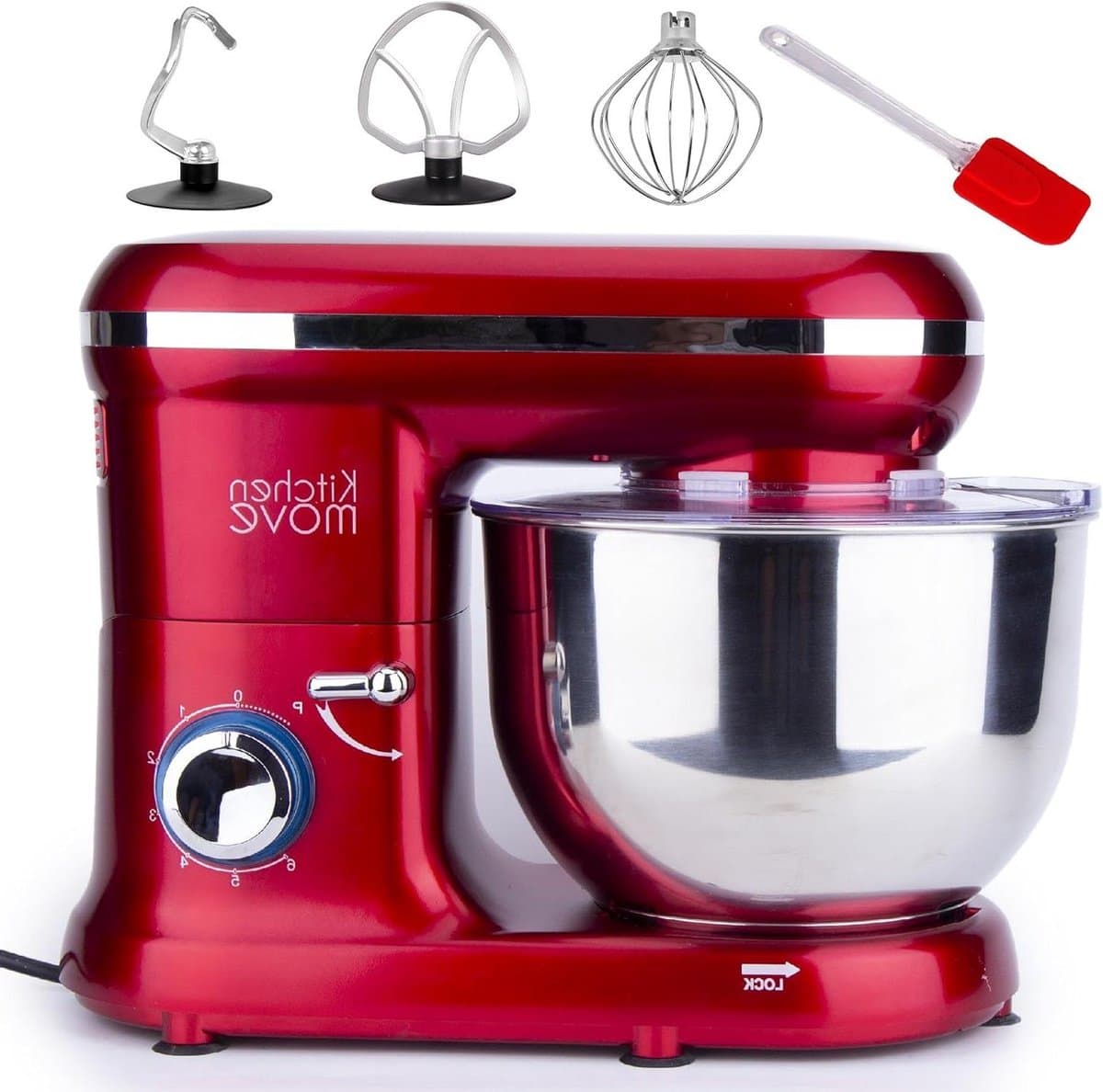 Keukenmachine - Mixer Banketbakker - Deeg Kneden - Planeetmengsysteem - 5.5 liter - Rood — afbeelding 1