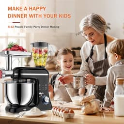 Staande Mixer - Keukenmachine Keukenmixer - Bakken en Koken - 5-in-1 Multifunctioneel - 10L Kom - Zwart — thumbnail 2