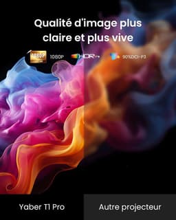 T1 Pro Mini-beamer, Dolby Audio en Turbo Sonic Bass, Smart beamer, Full HD 1080p, met HDR 10, wifi 6 en Bluetooth 5.4, ondersteunt 180° rotatie, autofocus en keystone, draagbare projector voor — thumbnail 2