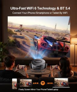 Mini-beamer 4K, 360° + 35° opvouwbare split projector, 260 ANSI wifi 6 en Bluetooth 5.4, automatische trapeziumcorrectie en handmatige focus voor thuisbioscoop — thumbnail 5