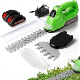 SnelShoppen - 2-in-1 Accu Heggenschaaf en Grasmaaier 21 V Borstelloos met 2 Accu's en Oplader, Elektrische Hegefrees met 2 Bladen (32 cm Heggenmes + 1 — thumbnail 1