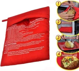 SnelShoppen - 5 Stuks Aardappel Magnetron Zak - Herbruikbare Magnetron Kooktas voor Aardappelen en Maïs - Geschikt voor Snelle Maaltijden Thuis en Op — thumbnail 3