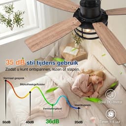 Lapamax Zwart Plafondventilator met Verlichting 132 cm –Modern industrieel Ventilator Lamp met Afstandsbediening – 6 Snelheden, Timer en Zomer/Winterstand – Voor Slaapkamer, Werkkamer en Veranda — thumbnail 5