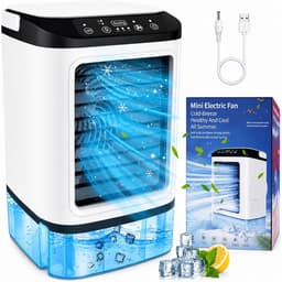 Ventilator - USB-bureauventilator - Vernevelingsventilator - Mini watergekoelde luchtkoeler - Mini airconditioner voor kantoor/thuis - 24*16,5*16,5 cm - Wit - ABS-materiaal — thumbnail 1