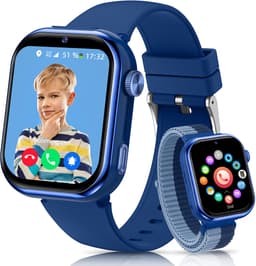 FOSMET 4G Smartwatch Kinderen - 2026 - GPS Horloge Kind met Telefoonfunctie - 1,83 Inch - SOS Knop & Videobellen - Dubbele Camera 3 MP - 1000mAh - Voor 4-12 Jaar - Voor Jongens - Android & iOS - Blauw — thumbnail 1