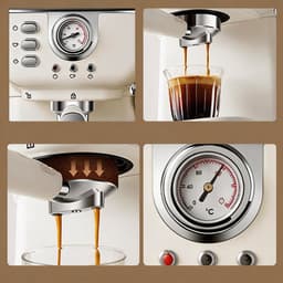Retro Espressomachine - Koffiezetapparaat - Met Melkschuimer En Stoomdrukregeling - Afneembare Watertank Van 1,5 Liter — thumbnail 4