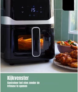 Klarven® Mini Airfryer - Digitaal Touchscreen, Tot 80% Minder Vet - See-through Venster - 5 Liter Zwart B 32 x D 25 x H 31 cm — thumbnail 5