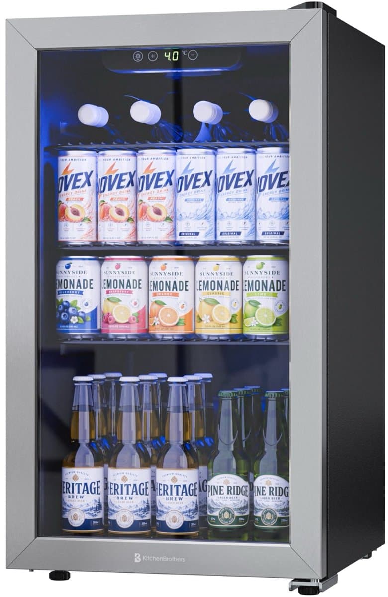 KitchenBrothers Drankkoelkast - 90L - Mini Koelkast - Glazen Deur - Minibar - 110 Blikjes - Zwart — afbeelding 1