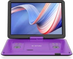 Boifun 17,5 inch draagbare dvd-speler - met 15,6" HD groot draaibaar scherm - voor auto en kinderen - 4-6 uur werktijd met ingebouwde batterij - geheugen-afspeelfunctie, ondersteuning USB/TF-kaart [Blu-ray niet ondersteund]