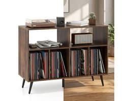 Platenspelermeubel - LP-kast - Platenspelerkast - Draaitafelstandaard - Platenspelerstandaard - Vintage Displayplank - Rustiek Bruin
