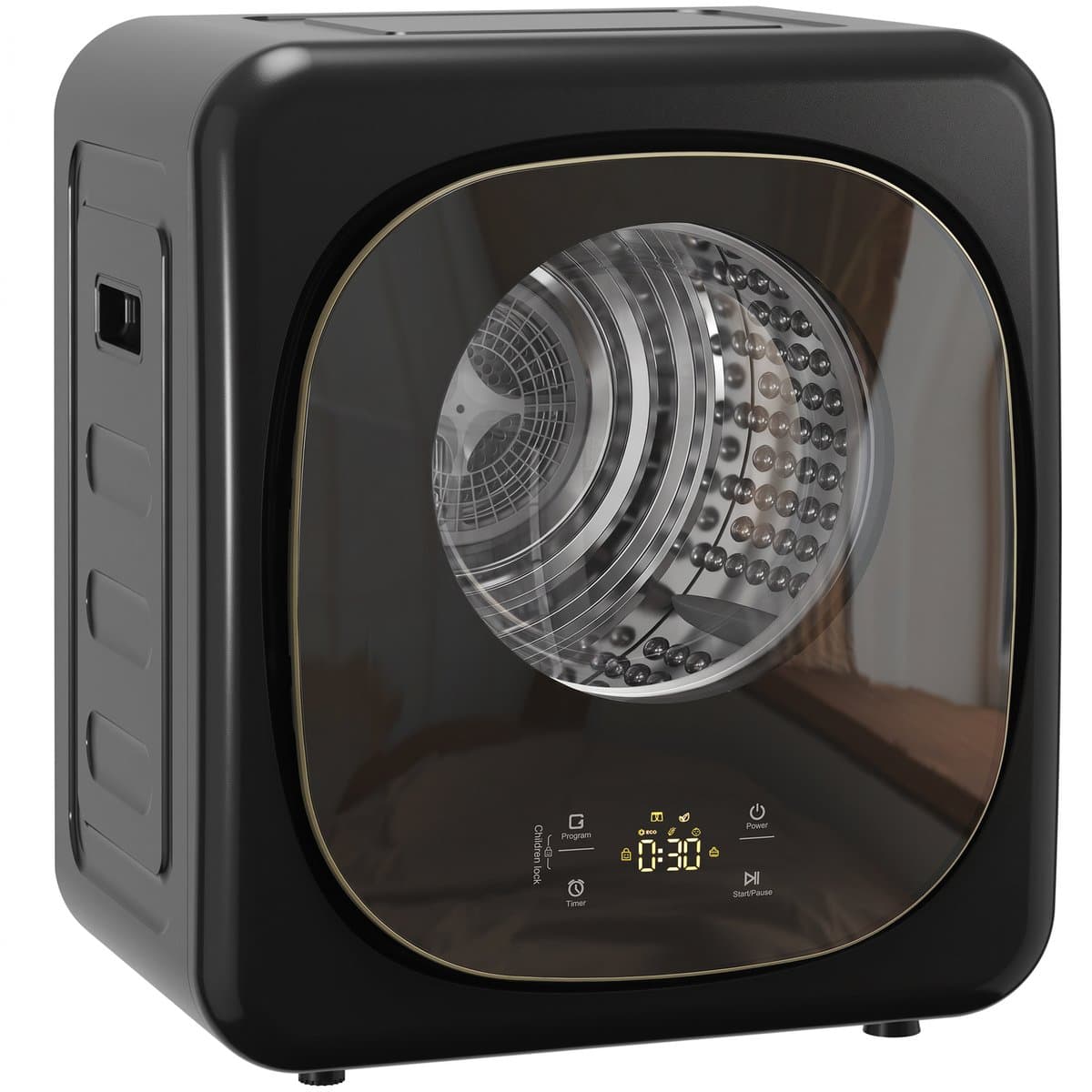 Sogiol® Compacte Wasdroger 4 kg - Mini Droger 800W - 5 Programma's - Zwart — afbeelding 1