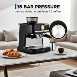 RosaBloom Koffiezetapparaat - Espressomachine - Pistonmachine - Koffiemachine - Geïntegreerde koffiemaler - 15 bar pomp - 1.5L watertank — thumbnail 4