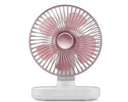 Tafelventilator - Oplaadbare Tafelventilator - 4 Snelheden - Oscillatie - Stille Bureauventilator met 4000mAh Accu - Draadloze Fan voor Thuiswerken en Slaapkamer - Roze — afbeelding 1