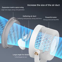 KZQ Statiefventilator - Ventilator Staand - Herlaadbaar - 5 Windsnelheden - 4 Verstelbare Hoogtes - Voor Thuis En Kantoor - Grijs — thumbnail 3