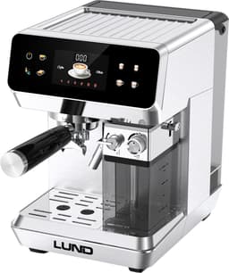 LUND 68503 Premium Pistonmachine – Espressomachine met Automatische Melkopschuimer – 20 Bar – Voor Gemalen Koffie & ESE Pads – 8 Programma's – RVS — thumbnail 4