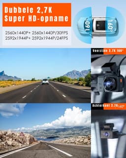 QORA® Dual Dashcam - Voor en Achter Camera – Auto Camera Met Nachtzicht – Zwart - 9cm x 8cm x 3cm; 900 g — thumbnail 5