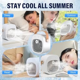 Luchtkoeler - Draagbare airconditioner - Stille mobiele airco met 180mL watertank - Zonder Afvoerslang - Oplaadbare mini airco - Voor kantoor buiten en in de auto - Wit — thumbnail 4