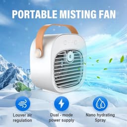 Luchtkoeler - Draagbare airconditioner - Stille mobiele airco met 180mL watertank - Zonder Afvoerslang - Oplaadbare mini airco - Voor kantoor buiten en in de auto - Wit — thumbnail 5