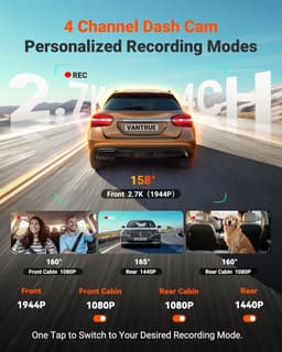 Dashcam - 4-kanaals - Hoge resolutie video-opnames - Nachtzicht met infrarood - Voor auto — thumbnail 2
