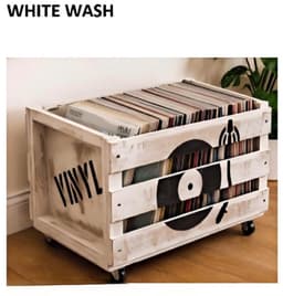 12'' LP Houten Krat Op Wielen Voor Vinyl Opslag - Tot 100 LP'S — thumbnail 1
