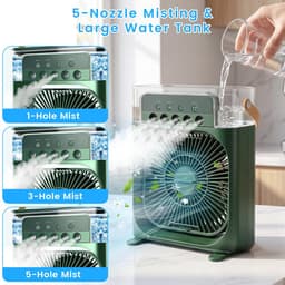 Kraftverdia Portable Aircooler - Airco Zonder Afvoerslang - Tafelventilator -Luchtkoeler 4-in-1 -3 windsnelheden met 600ml Watertank - Groen — thumbnail 5