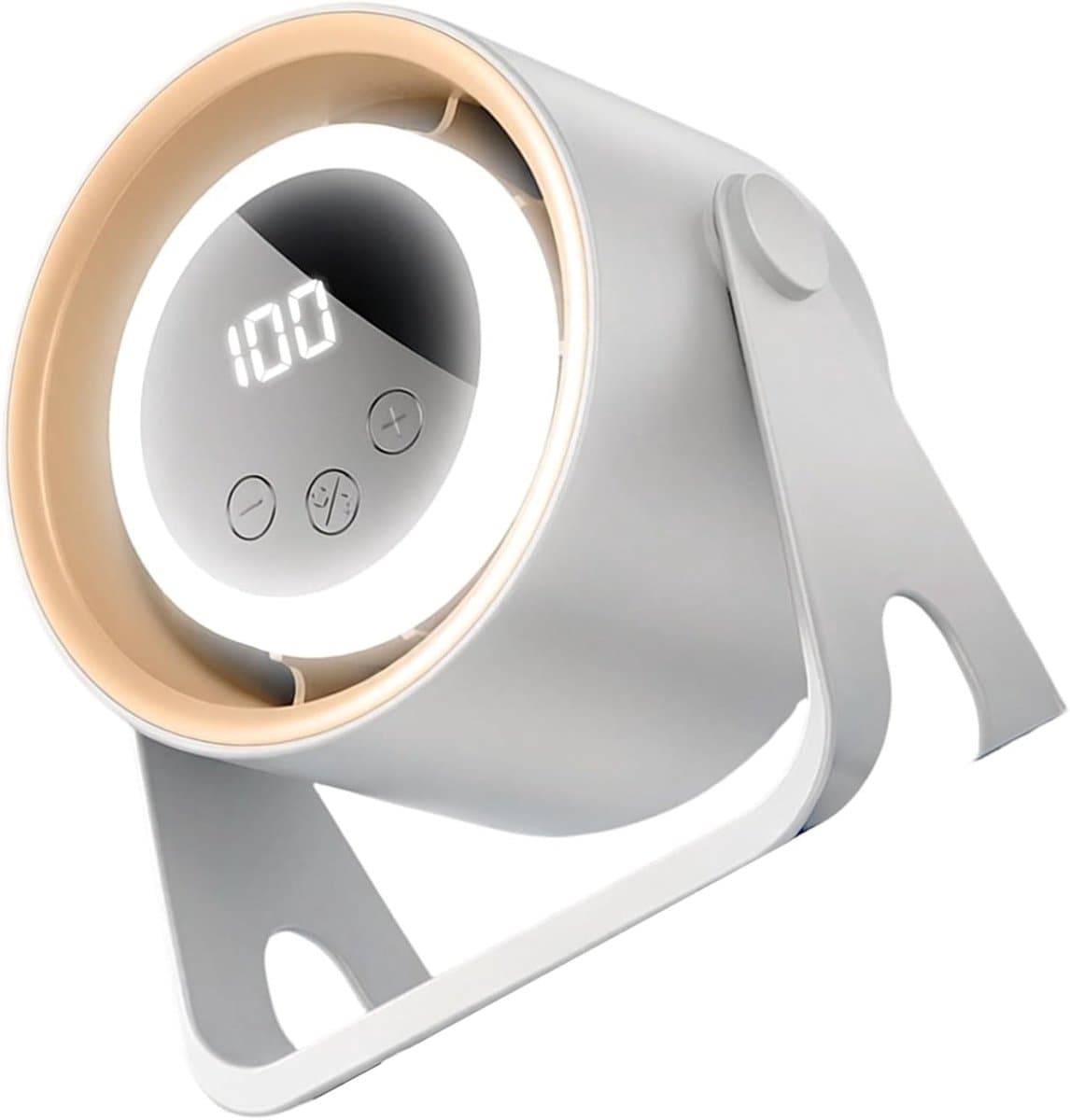 Bureauventilator – Tafelventilator – Stille, draagbare USB-ventilator – Met ledverlichting – Digitaal display – Kleine bureauventilator – Wit — afbeelding 1