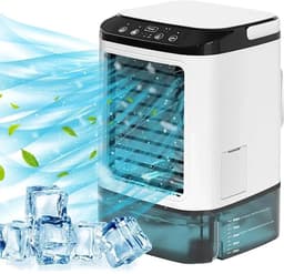 Draagbare mini-airconditioner met een waterreservoir van 900 ml, ijsmaker, 3 ventilatorsnelheden en ledverlichting; geschikt voor kantoren en slaapkamers. — thumbnail 1