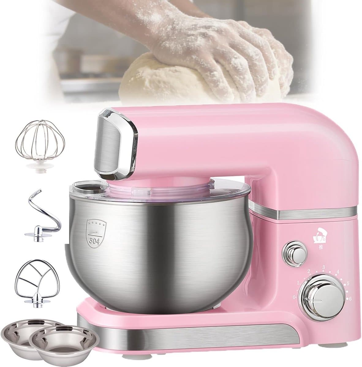 Stand Mixer - Keukenmachine - Ingrediënten Mengen - 6 Snelheden - 3.5 Liter Kom - Roze — afbeelding 1