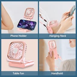 180° Opvouwbare Ventilator - 1 stuk - 167×80×19mm - Drie windsnelheden - 3000mAh batterij - Kan als powerbank gebruikt worden - Mini elektrische handventilator - Geschikt voor op reis, op kantoor en op vakantie - Roze — thumbnail 2