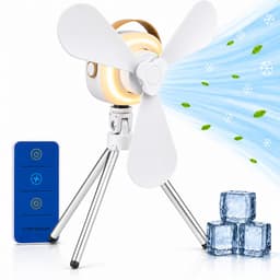 Lifetime Air Tafelventilator - Ventilator USB-C Oplaadbaar - Statief Ventilator met Nachtlampje en Afstandsbediening - Ventilator met Afstandsbediening en 3 Snelheden - Wit — thumbnail 1