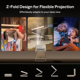 Aurzen ZIP Titanium Gold 4-in-1 bundel – Draagbare Tri-fold Mini Beamer – 720p HD – 100 ANSI – Bluetooth 5.4 – 5000 mAh – tot 120 Inch — thumbnail 4