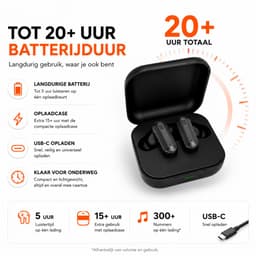 AI TWS Translator Pro Draadloze Vertaal Oordopjes - Real-Time AI Vertaling via TransKit App - Bluetooth 5.4 - HD Noise Reduction - 360° Stereo - USB-C - Zwart — thumbnail 5