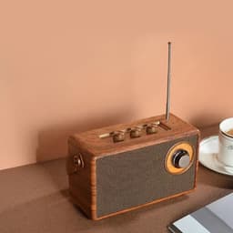 Draagbare radio - Retro radio - Draadloze Bluetooth-luidspreker - 360° stereo - Bluetooth 5.4 - 6,5*16*9 cm - Radio op batterijen - USB-aansluiting - Radio-afstemknop - Bruin - WALALLA AS23 — thumbnail 5