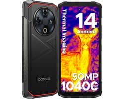 DOOGEE FIRE 6 - Rugged Smartphone - 16GB RAM (6GB+10GB) - 256GB ROM （2TB/TF）- 10400mAh/18W - Android 14 - 50MP Camera - Thermische Camera - 6.56" 90Hz - Zwart